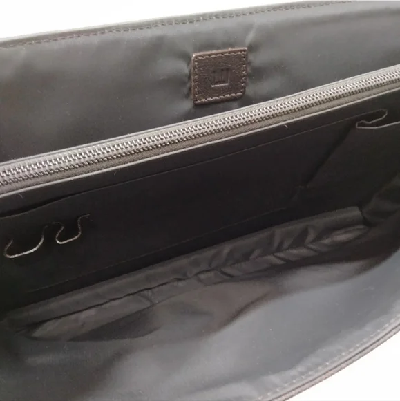 DUNHILL Business Bag Brown Canvas Leather Laptop Case Briefcase - Picture 7 of 9